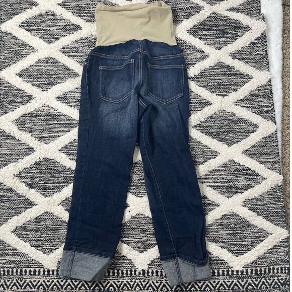 Indigo Blue Dark Denim Full Panel Cropped Capri Maternity size small - Picture 7 of 8